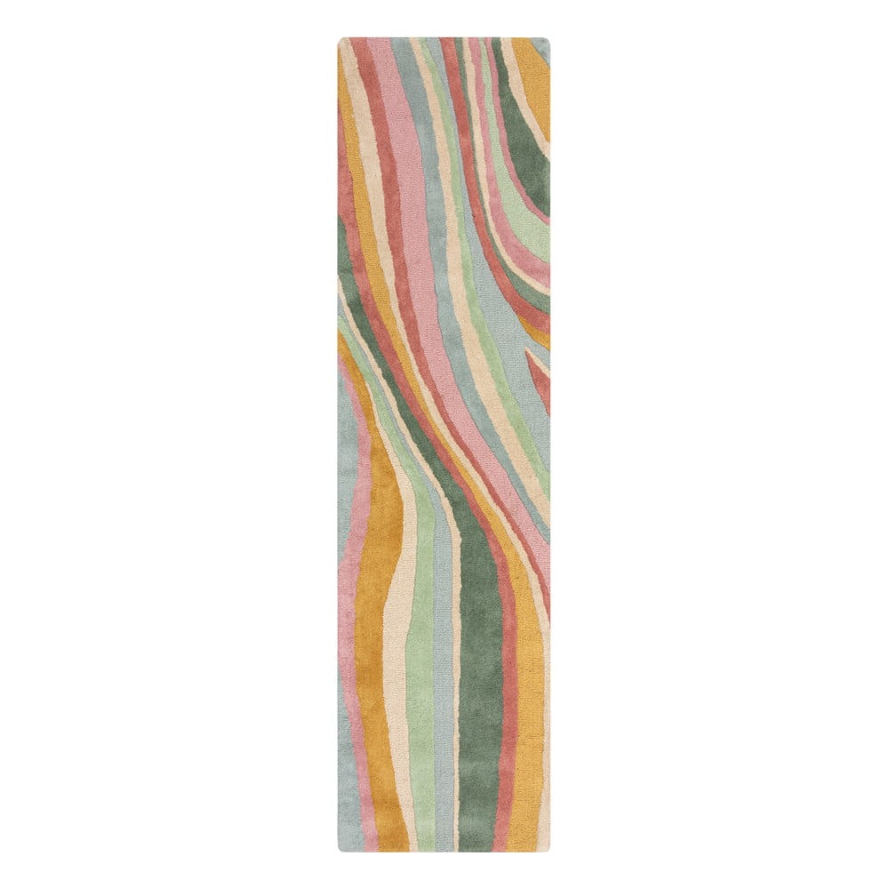 Covor tip traversă țesut manual din lână 60x230 cm Abstract Flow – Flair Rugs