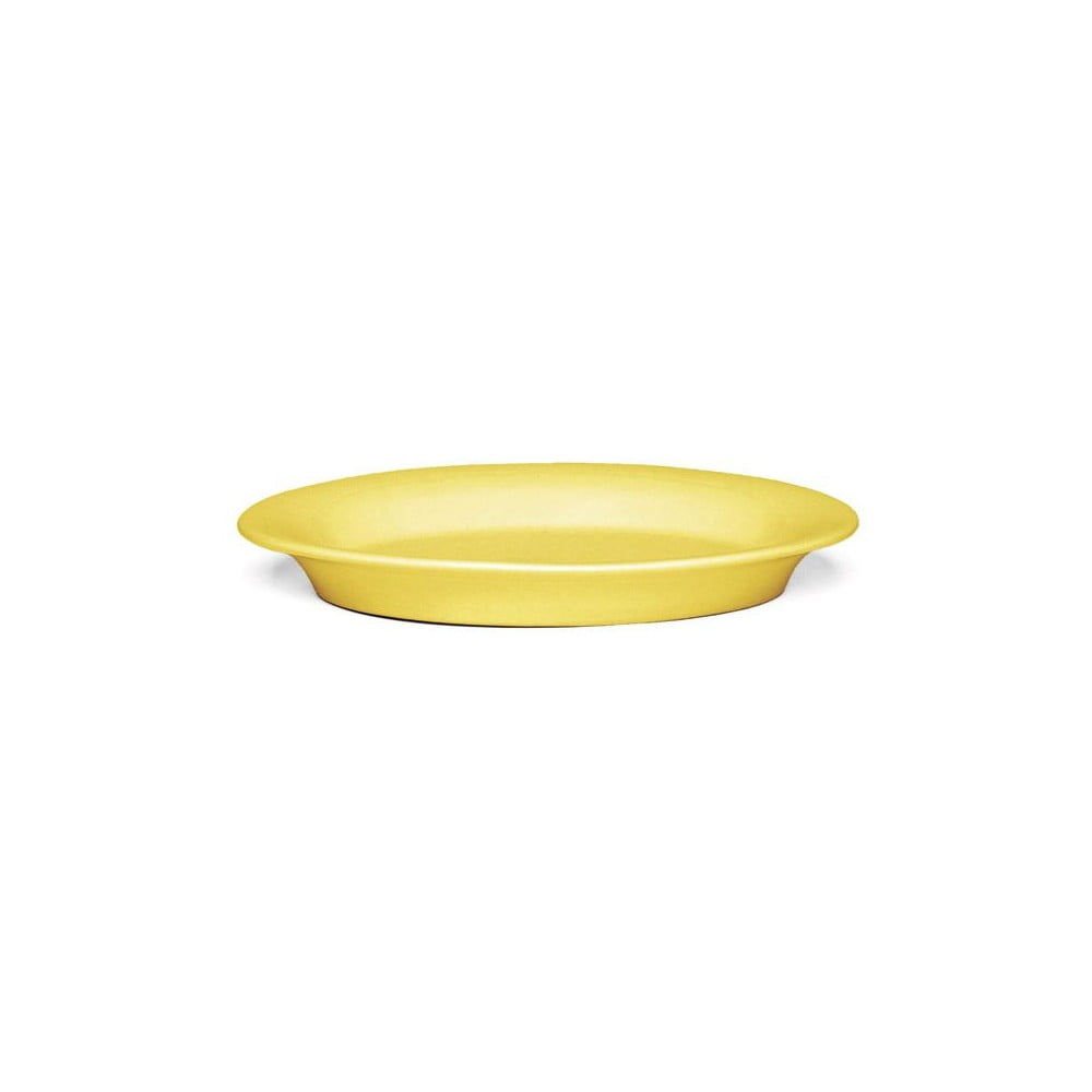 Farfurie ovală din gresie Kähler Design Ursula, 18 x 13 cm, galben