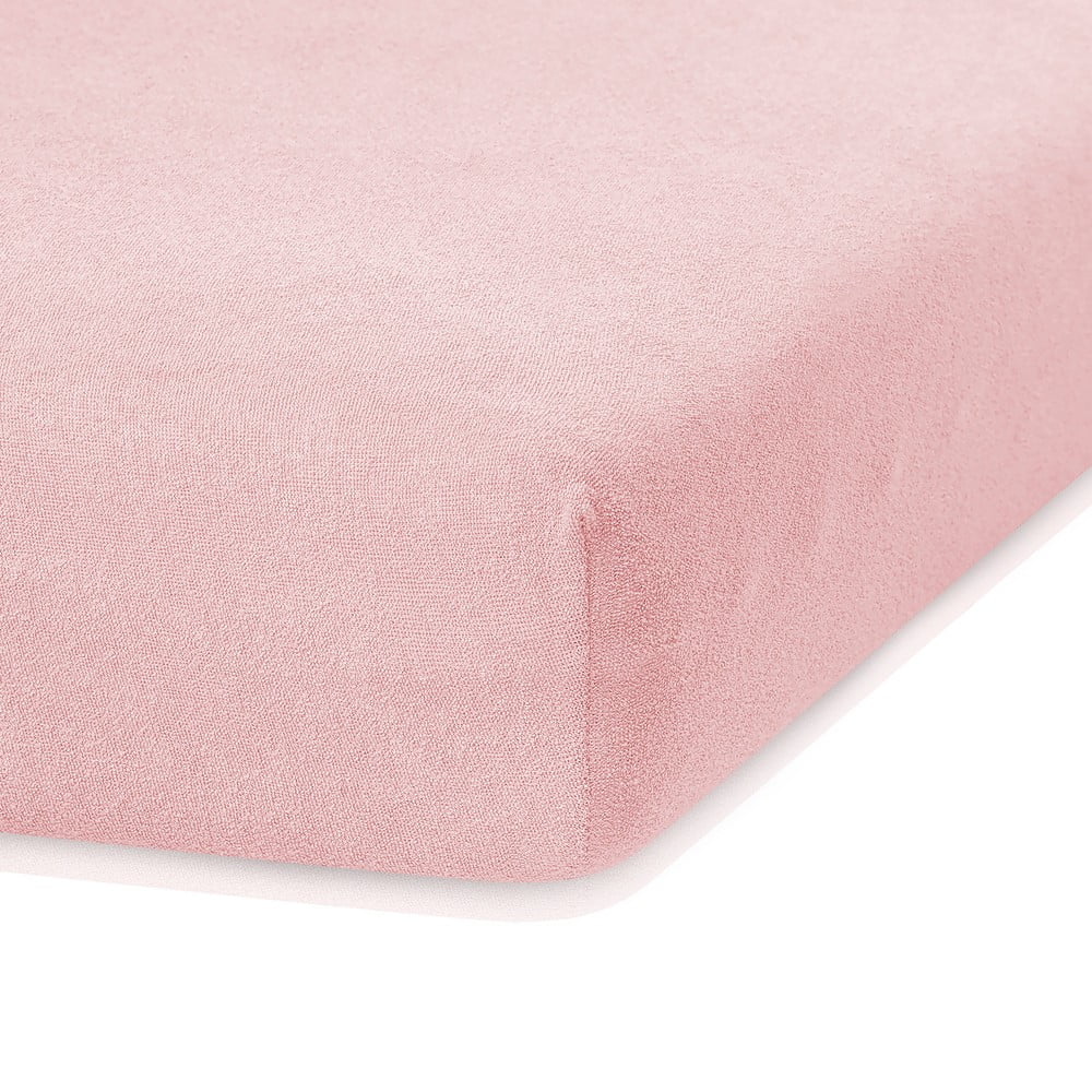 Cearșaf elastic din bumbac satinat HIP, 180 x 200 cm, roz bonami.ro