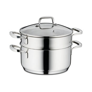 Oală din inox cu 2 etaje cu capac pentru gătit cu aburi kela flavoria