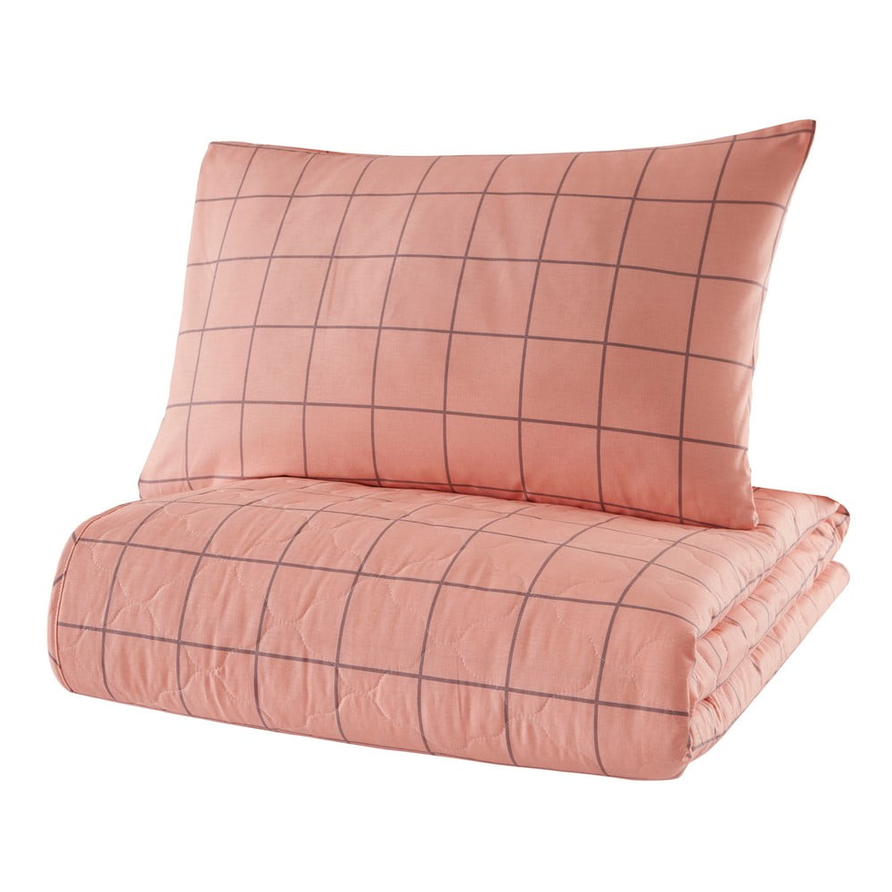 Cuvertură de pat cu față de pernă din bumbac ranforce Mijolnir Piga, 180 x 225 cm, roz 180 imagine noua somnexpo.ro