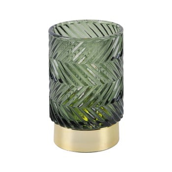 Decorațiune luminoasă din sticlă cu led pt living zig zag, verde