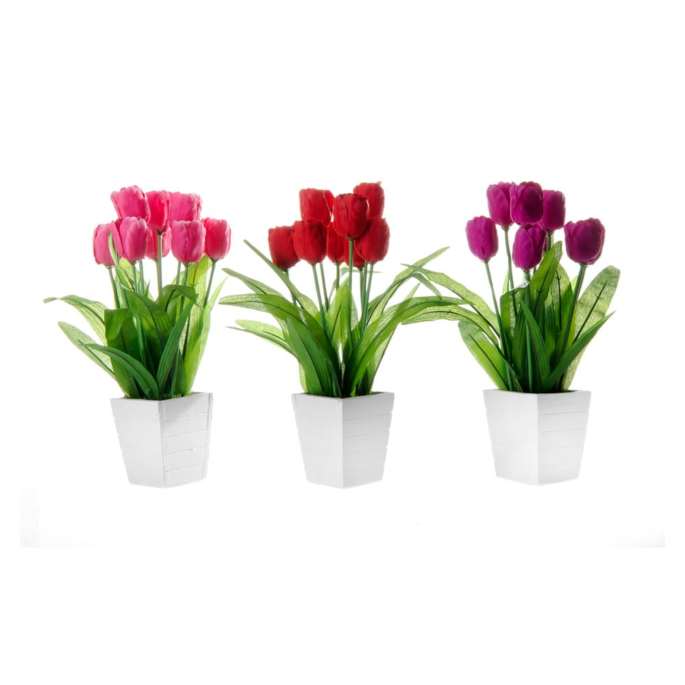 Set 3 flori artificiale în ghiveci Unimasa Tulip bonami.ro