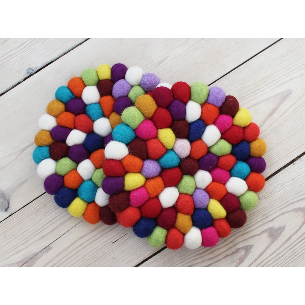 Suport pahar, cu bile din lână Wooldot Ball Coaster, ⌀ 20 cm, roșu închis