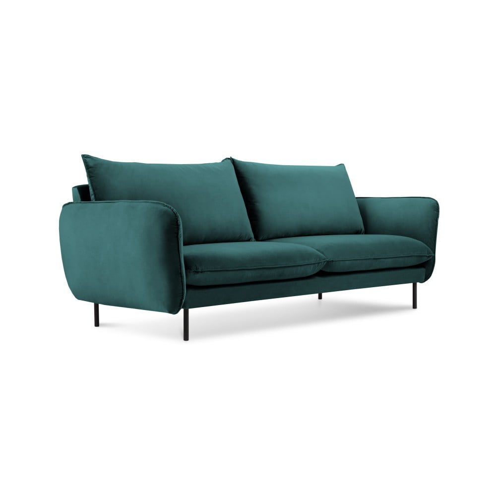 Canapea țesătură catifea Cosmopolitan Design Vienna, 160 cm, verde petrol 160 imagine noua somnexpo.ro
