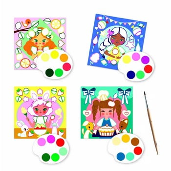 Set carte de colorat cu acuarele djeco sweet girls