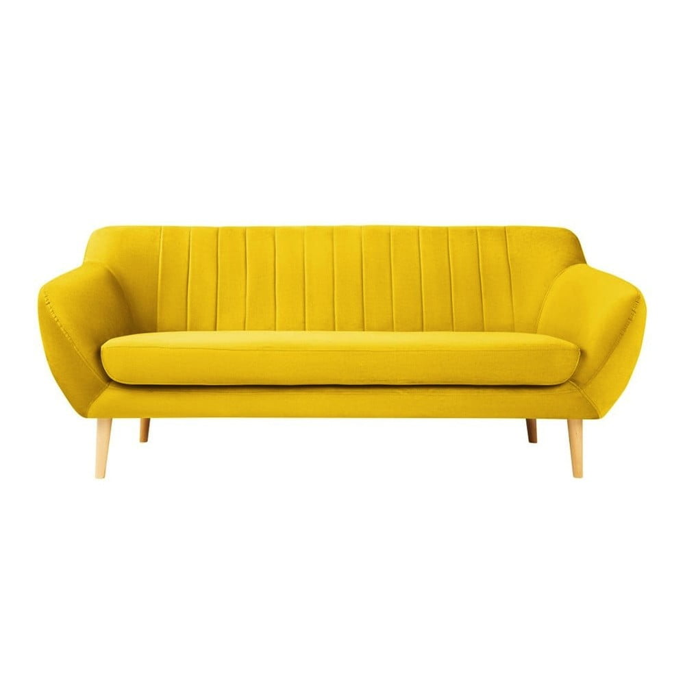 Canapea cu tapițerie din catifea Mazzini Sofas Sardaigne, 188 cm, galben 188 imagine noua