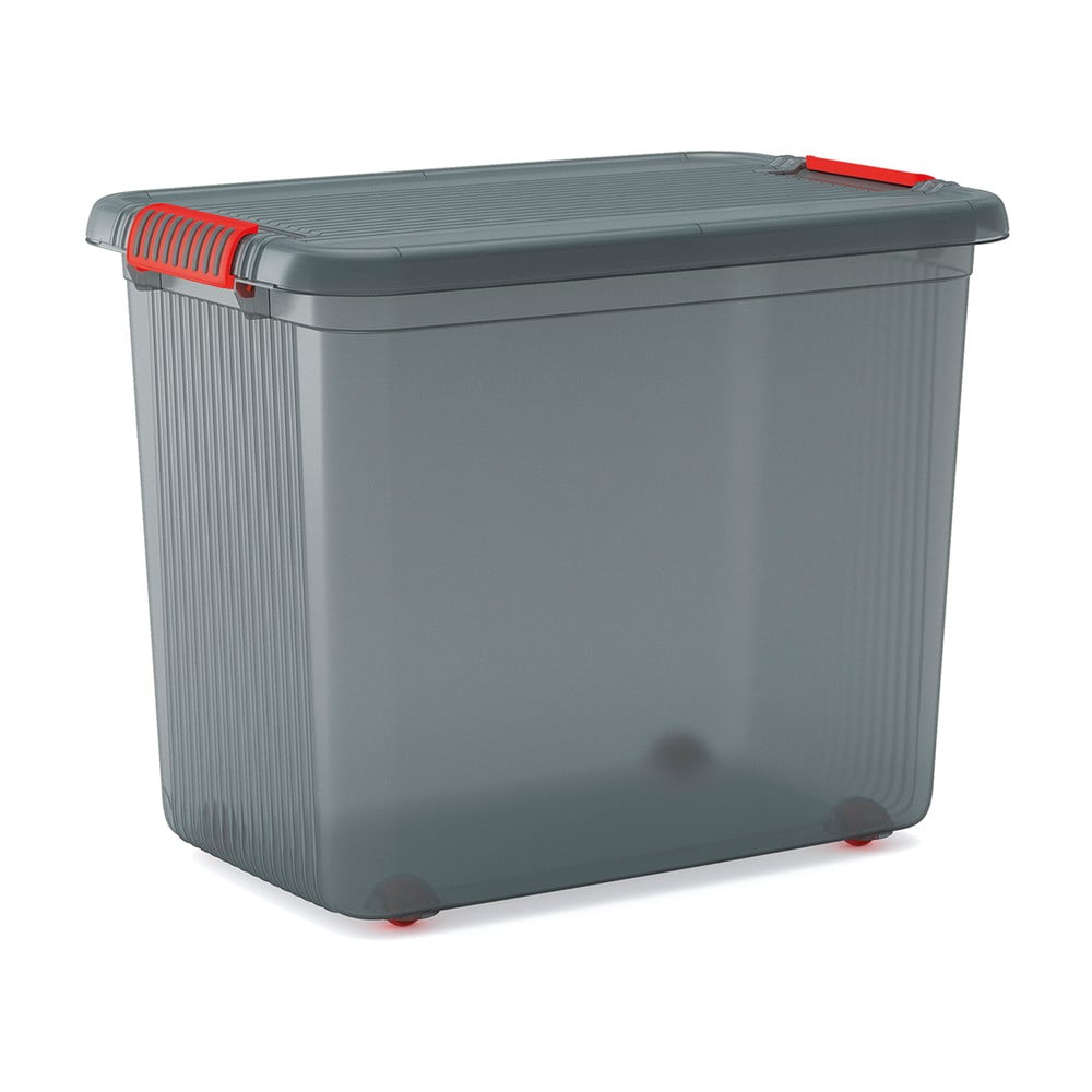 Cutie de depozitare gri din plastic cu capac 59x39x45 cm K Latch Box – KIS
