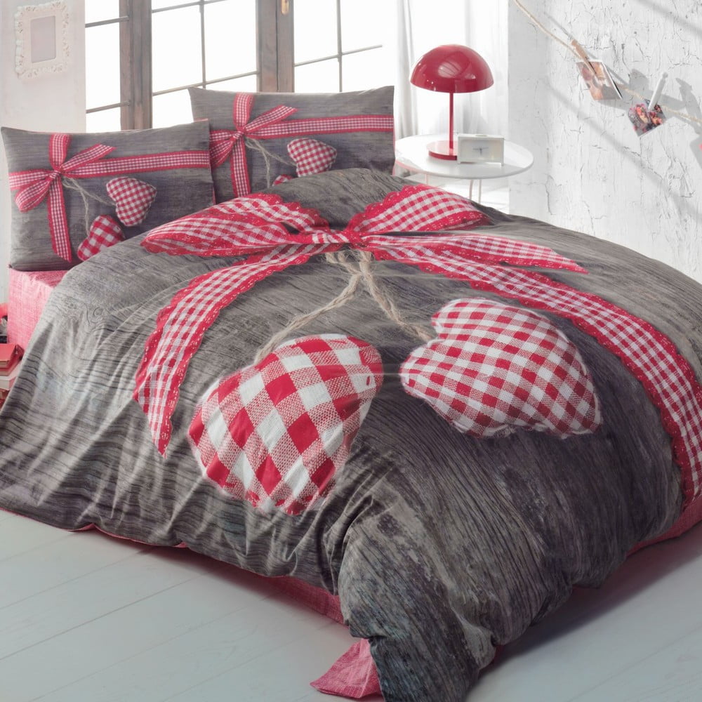 Lenjerie de pat cu cearșaf din bumbac pentru pat dublu Lovebox, 200 x 220 cm bonami.ro