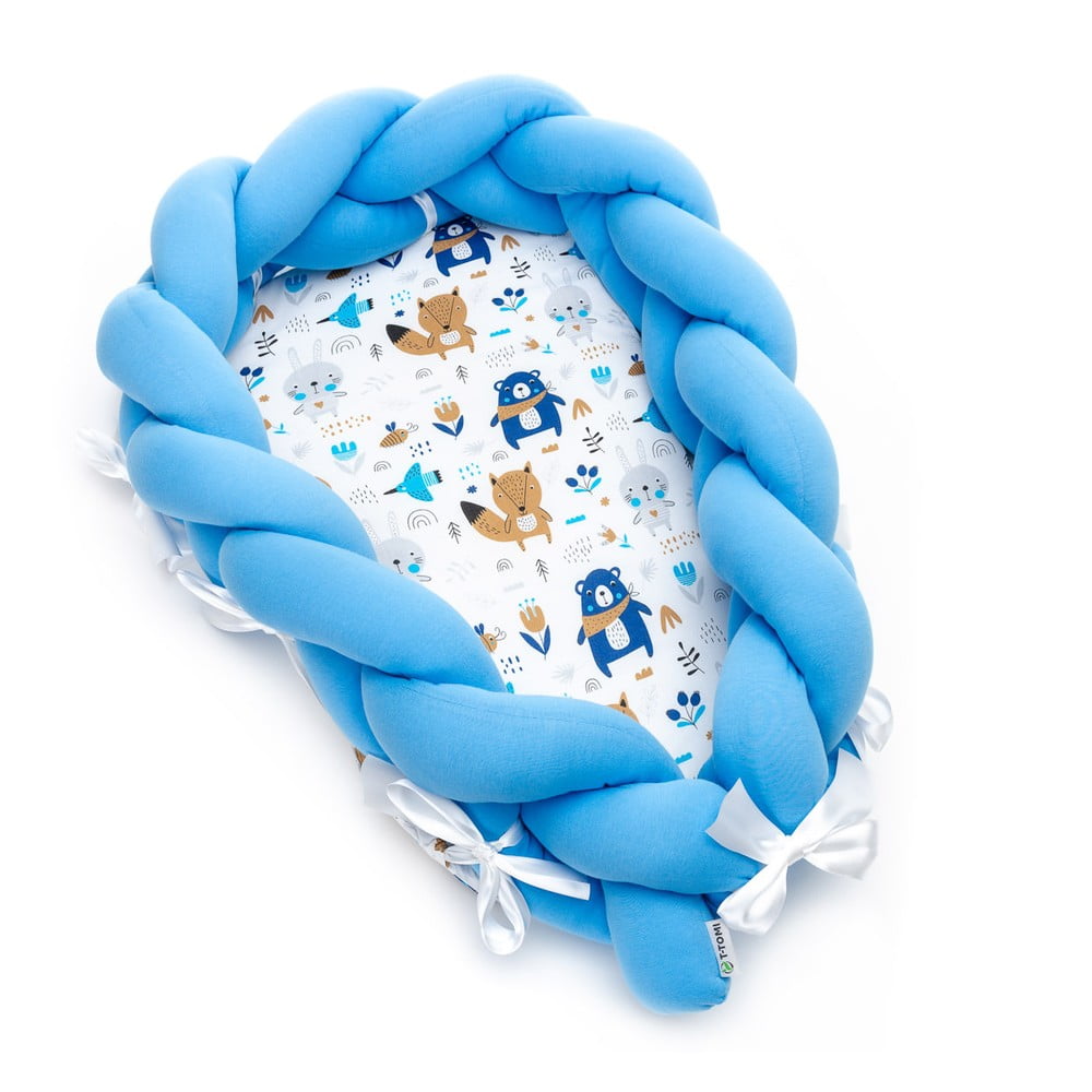 Cuib din bumbac pentru bebeluși cu protecție detașabilă T-TOMI Blue Bears Bears imagine noua somnexpo.ro