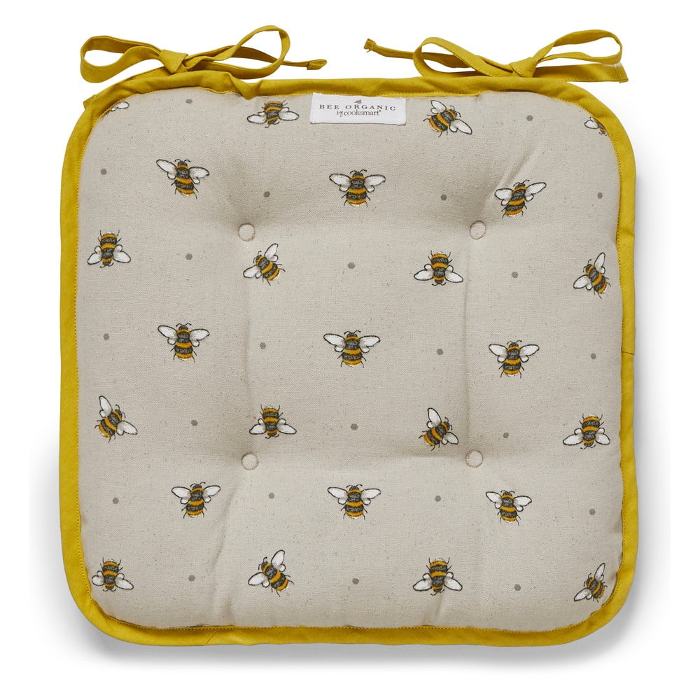 Pernă pentru scaun din bumbac Cooksmart ® Bumble Bees, bej-galben Bees pret redus