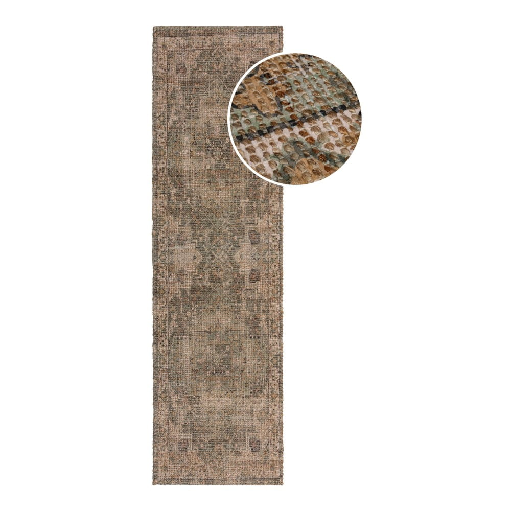 Covor tip traversă kaki țesut manual din amestec de iută 60x230 cm Selena Jute Traditional – Flair Rugs