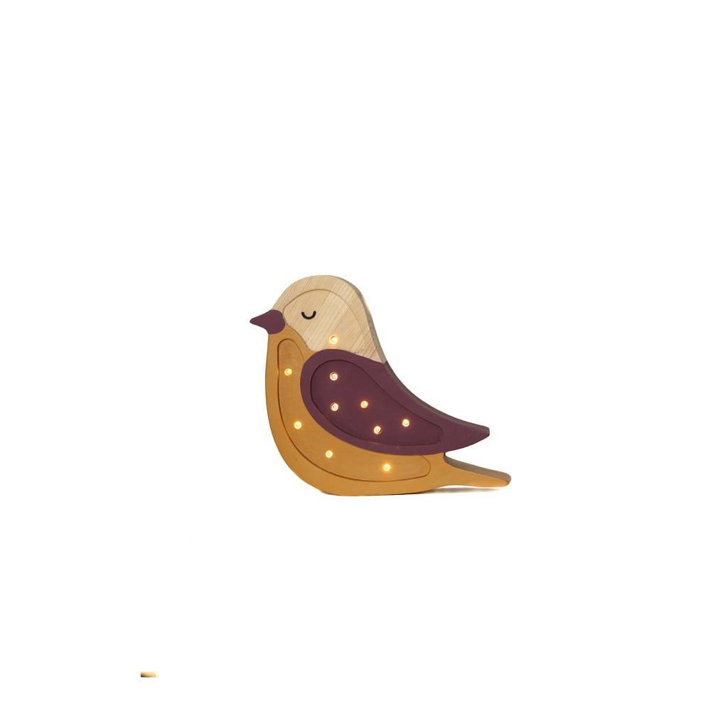 Veioză galbenă-maroniu din pin little lights bird, înălțime 21 cm
