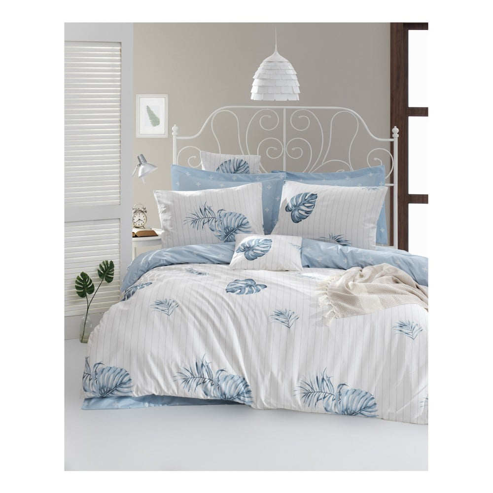 Lenjerie de pat cu cearșaf din bumbac ranforce, pentru pat dublu Mijolnir Terezie Blue, 200 x 220 cm bonami.ro