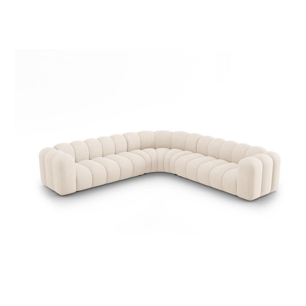 Colțar modular crem cu tapițerie din chenille Lupine – Micadoni