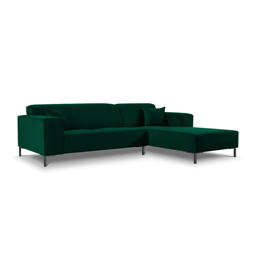 Colțar din catifea cu extensie pe partea dreaptă cosmopolitan design siena, verde