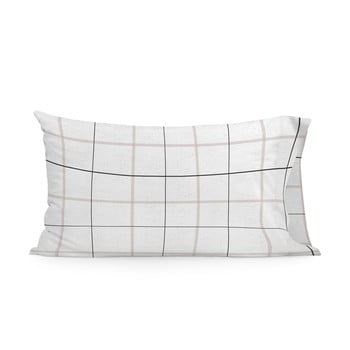Set 2 fețe de pernă din bumbac blanc tartan, 50 x 75 cm