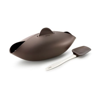 Set formă din silicon de copt pâine și spatulă lékué, maro