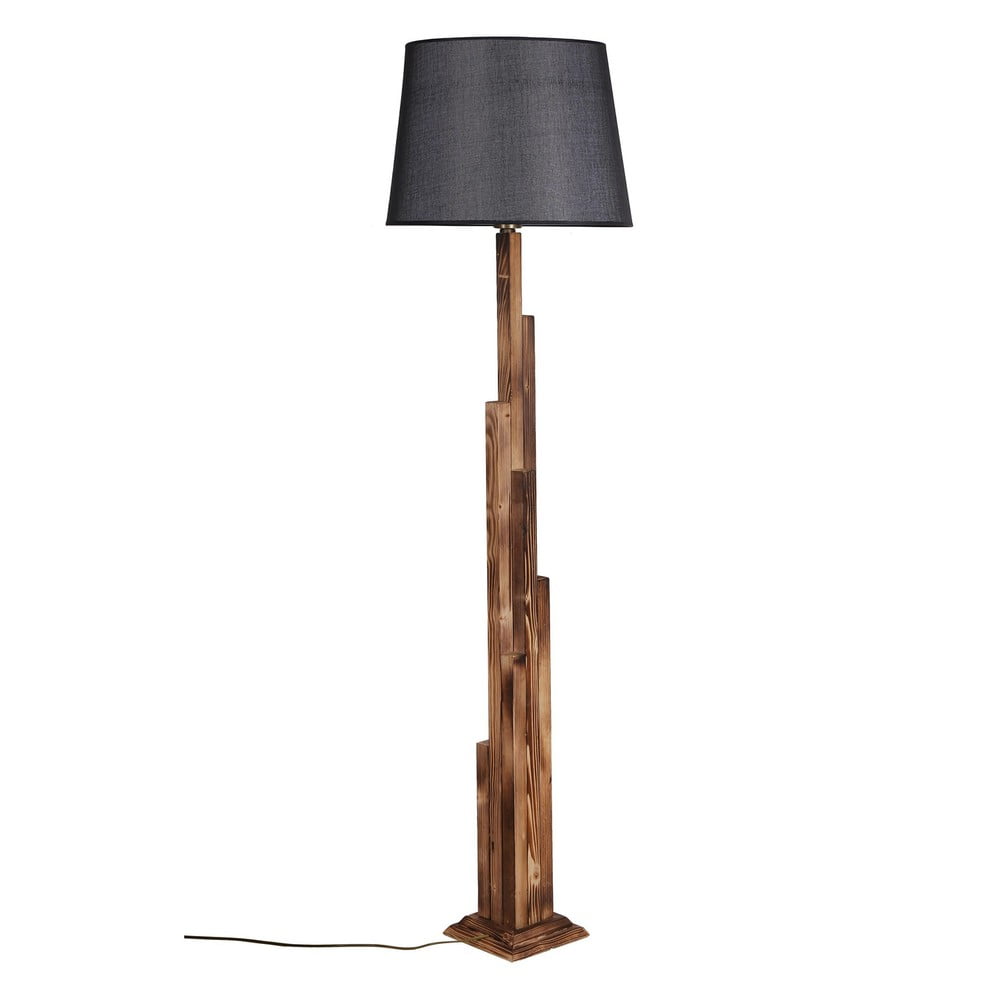 Lampadar negru/maro cu abajur textil (înălțime 165 cm) Kule – Opviq lights