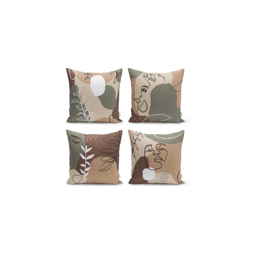 Set 4 fețe de pernă Minimalist Cushion Covers Drawing Face, 43 x 43 cm bonami.ro imagine noua somnexpo.ro
