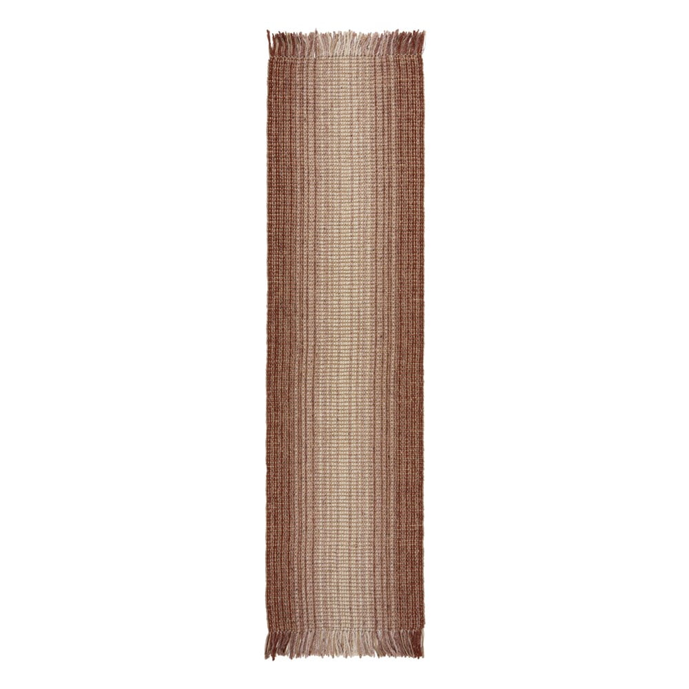 Covor tip traversă roșu reversibil/țesut manual din amestec de iută 60x230 cm Jute Ombre Red – Flair Rugs