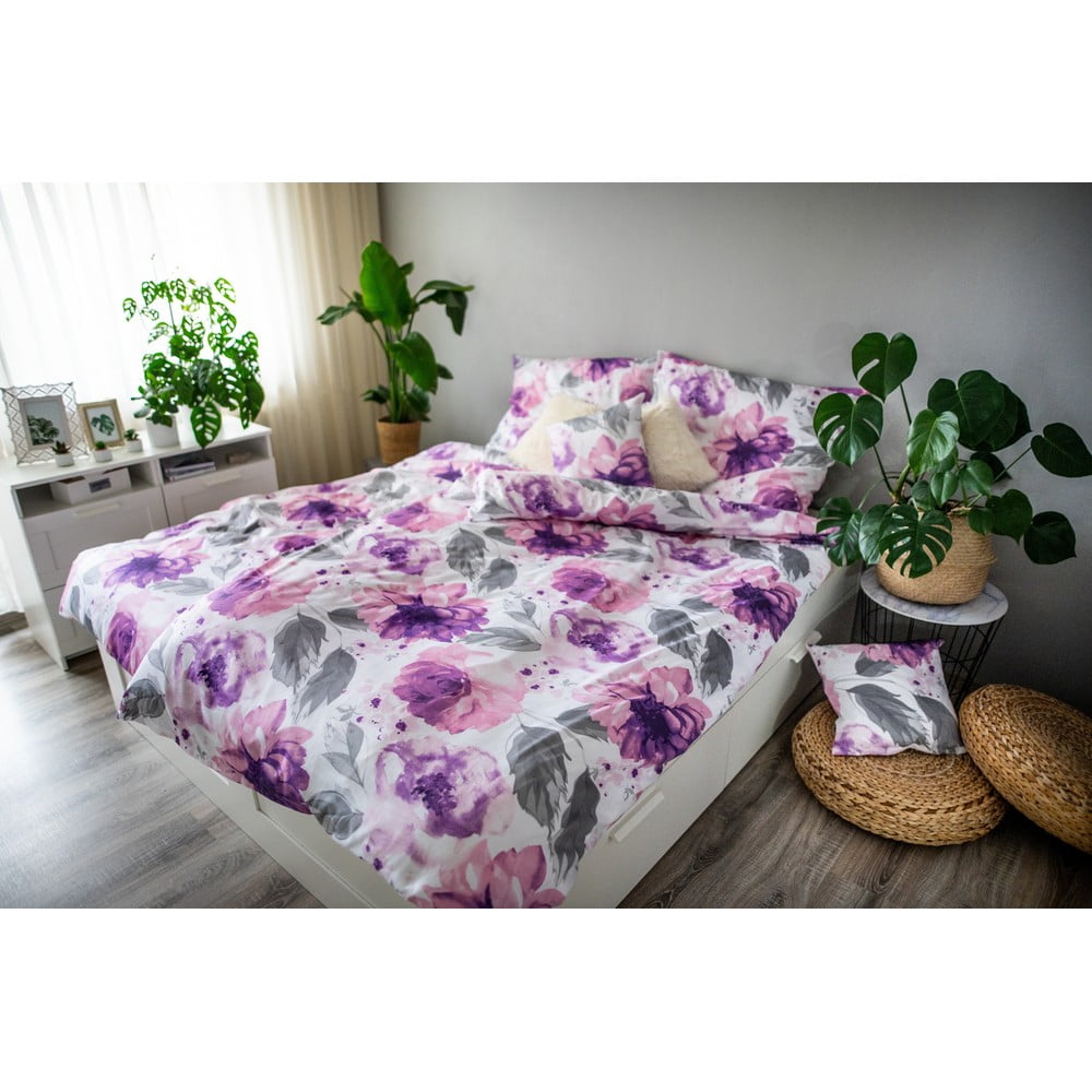 Lenjerie de pat din bumbac satinat Cotton House Penny, 140 x 200 cm, violet 140 imagine noua somnexpo.ro