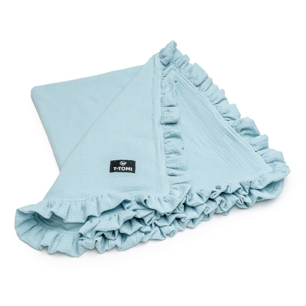 Pătură pentru copii albastră din muselină 80x100 cm – t-tomi