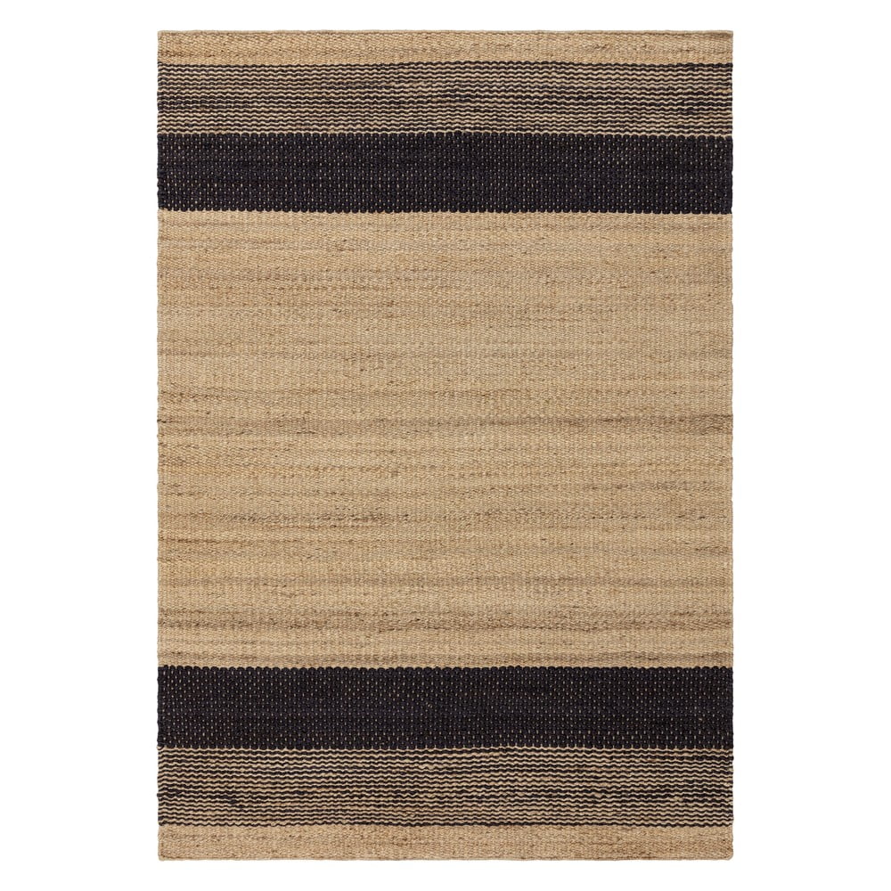 Covor negru/bej reversibil/țesut manual din iută 200x300 cm Cedar – Asiatic Carpets