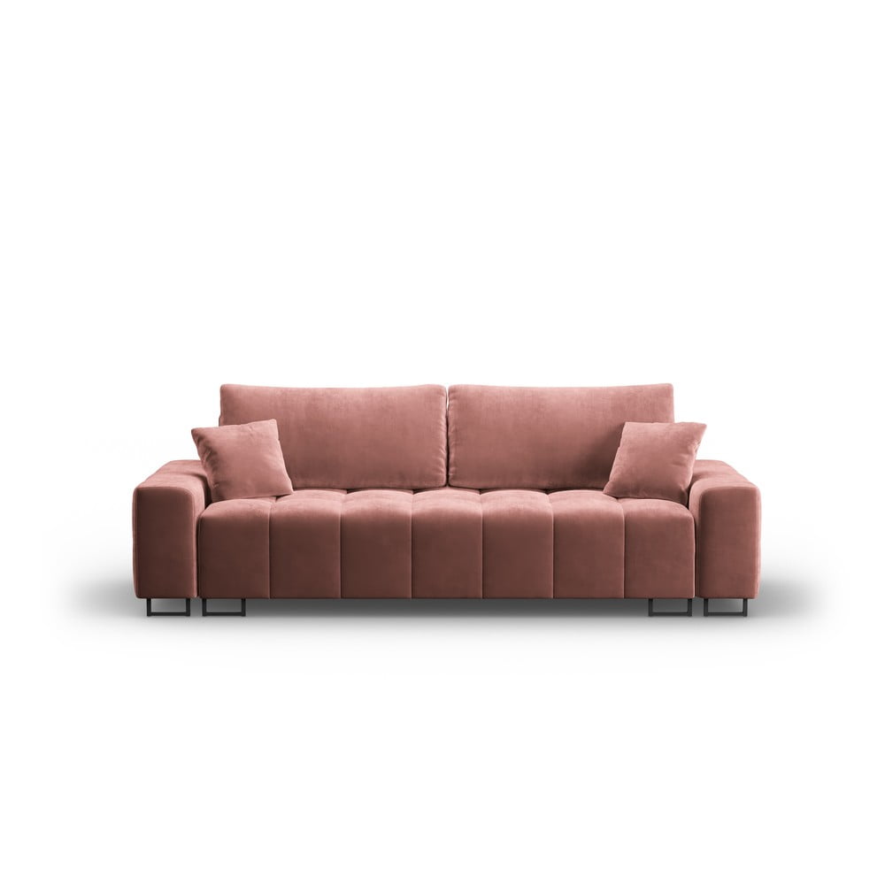 Canapea roz extensibilă, cu spațiu de depozitare cu tapițerie din catifea 250 cm Wicklow – Cosmopolitan Design