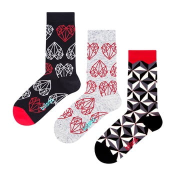 Set 3 perechi de șosete ballonet socks black & white în cutie de cadou, mărime 41 - 46