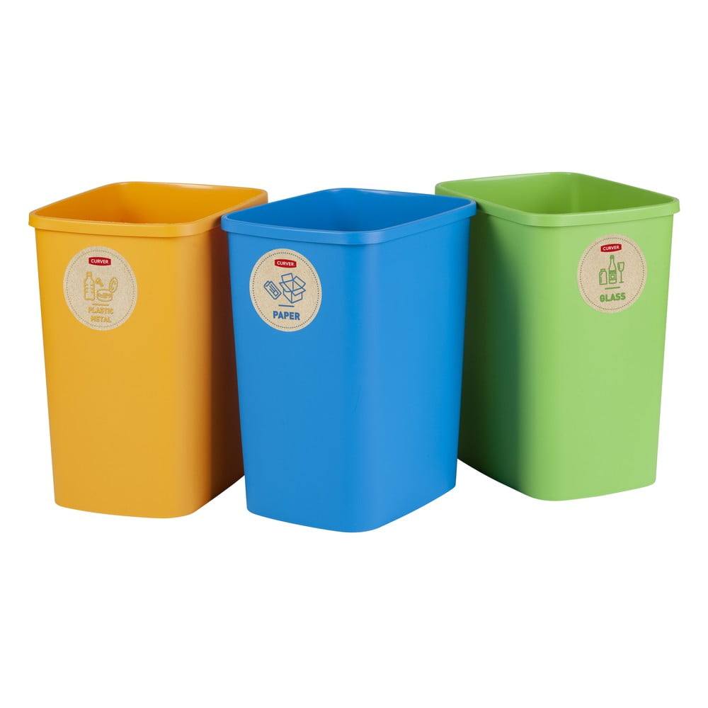 Set 3 coșuri de gunoi pentru sortarea deșeurilor Curver ECO, 25 l bonami.ro