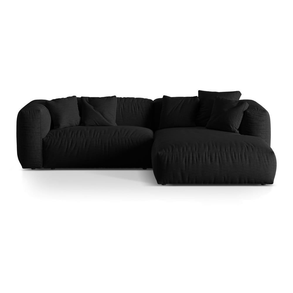 Colțar modular negru (cu colț pe partea dreaptă) Martina – Micadoni Home