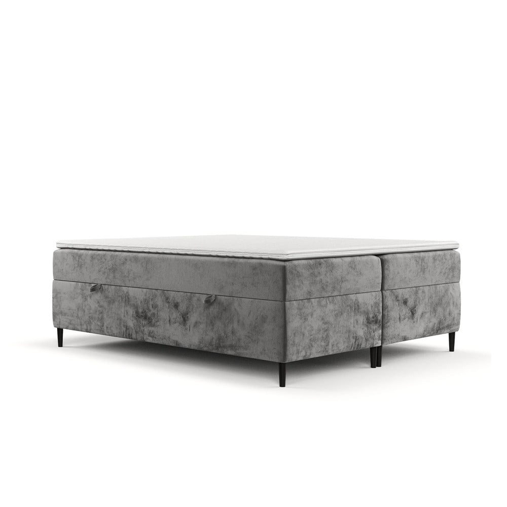 Pat boxspring gri închis cu spațiu de depozitare 140x200 cm Araya – Maison de Rêve