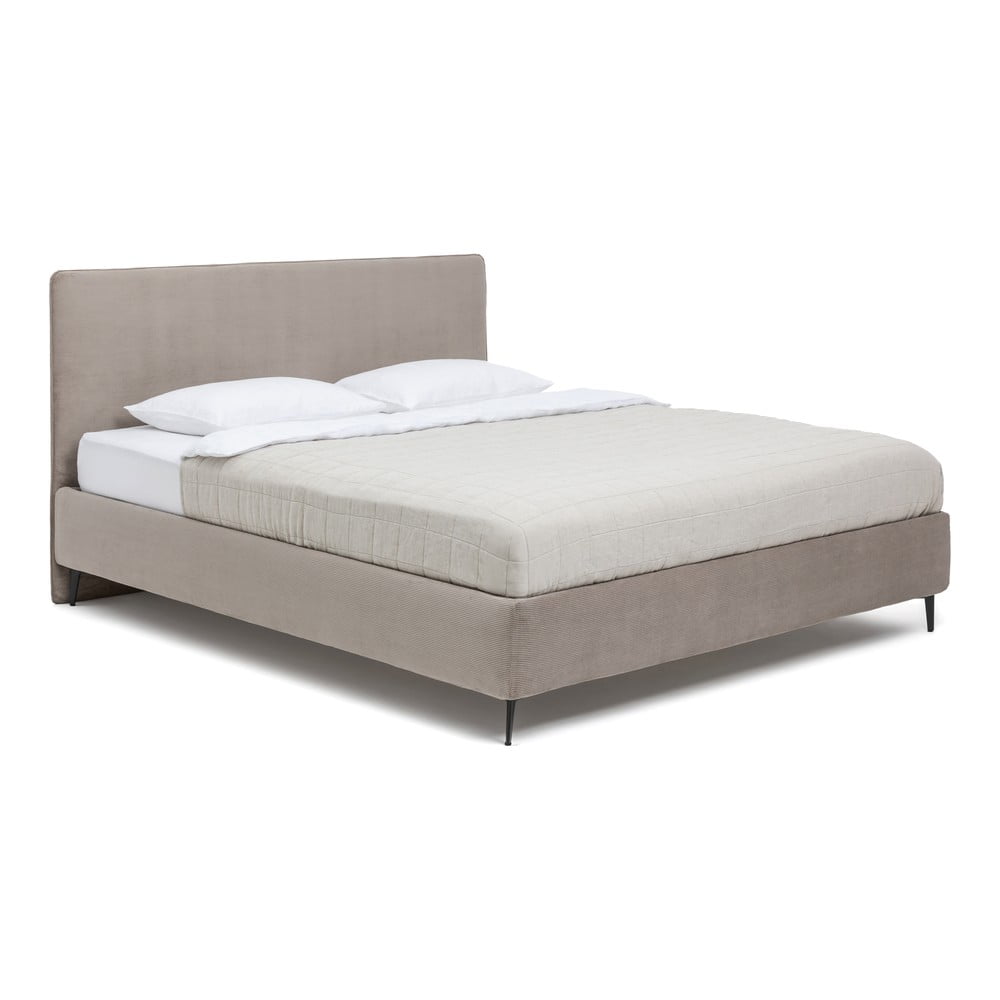 Pat dublu tapițat taupe cu saltea / grătar 180x200 cm Noira Slim - Bonami Selection