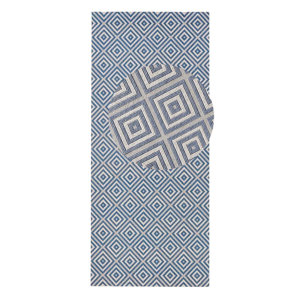 Covor de exterior NORTHRUGS Karo, 80 x 200 cm, albastru