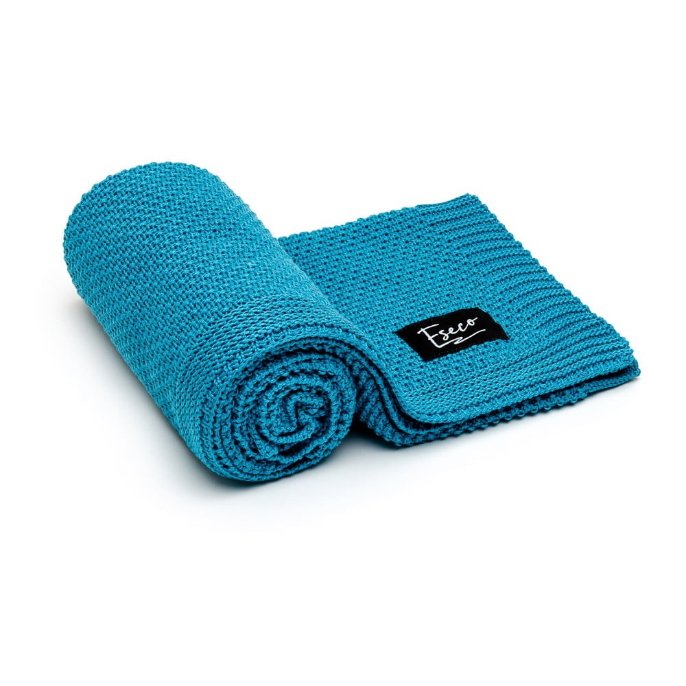 Pătură tricotată pentru copii ESECO, 80 x 100 cm, albastru petrol 100 imagine noua somnexpo.ro