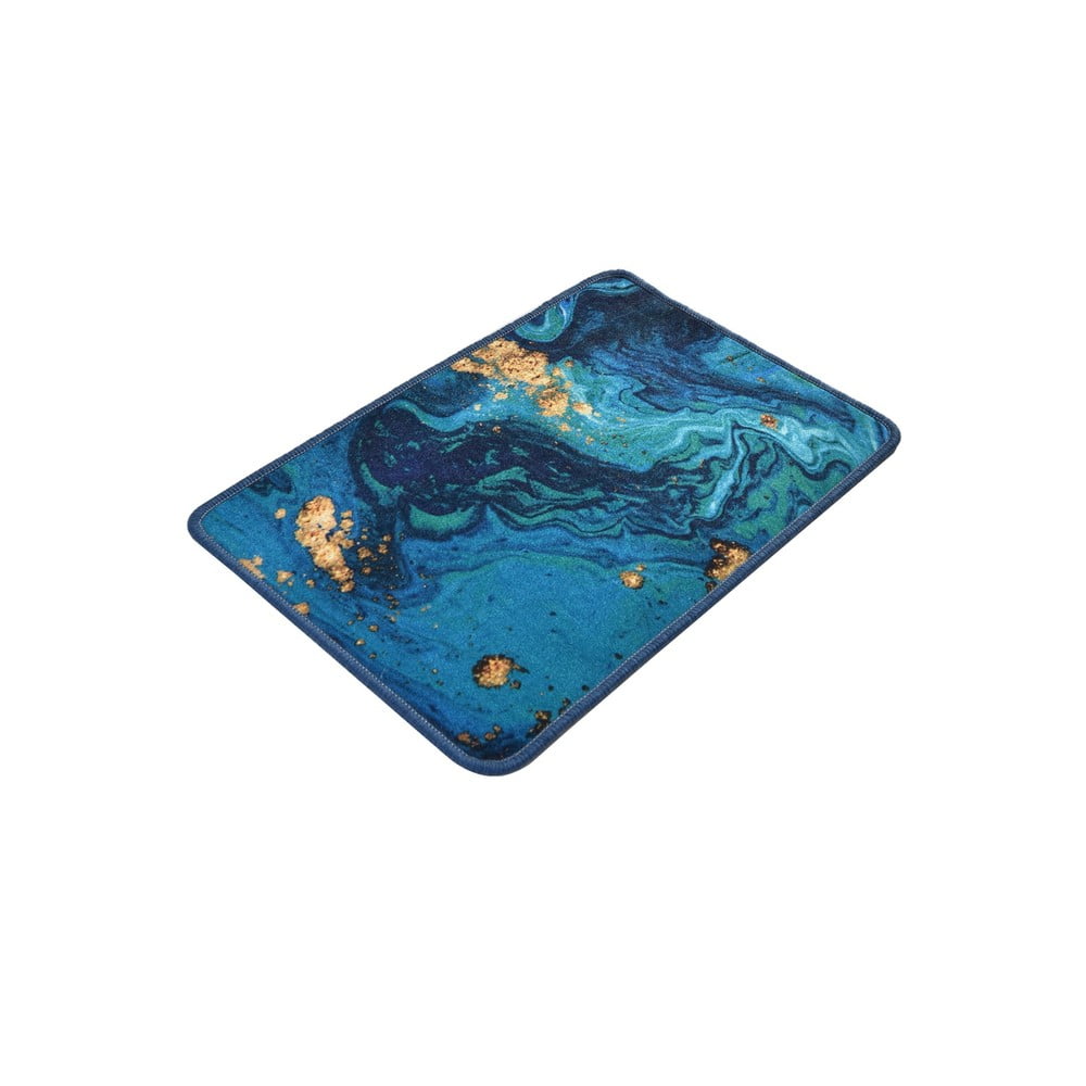 Covoras de baie albastru/auriu 60x40 cm Marbling - Foutastic