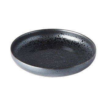 Farfurie din ceramică cu margine înaltă mij pearl, ø 22 cm, negru - gri