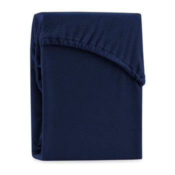 Cearșaf elastic pentru pat dublu ameliahome ruby siesta, 180-200 x 200 cm, albastru închis