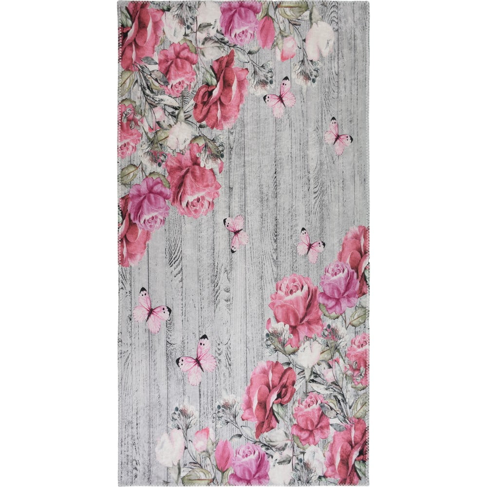 Covor tip traversă roz/gri lavabil 80x200 cm Blooming Roses – Vitaus