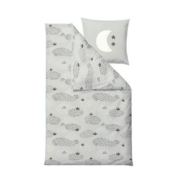Lenjerie de pat din bumbac ranforce pentru copii södahl raindrops, 140 x 200 cm, verde - negru