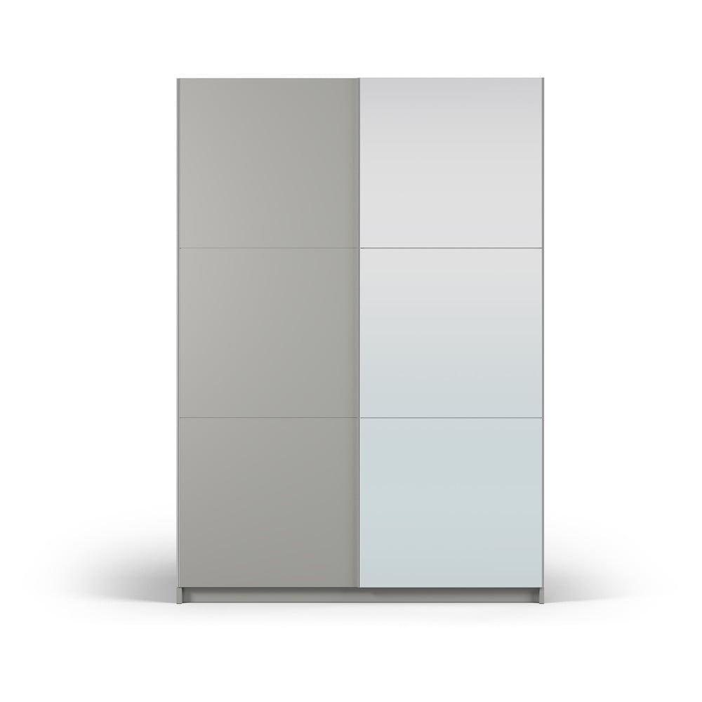 Dulap gri cu oglindă și uși glisante 151×215 cm Lisburn – Cosmopolitan Design 151x215 imagine 2022