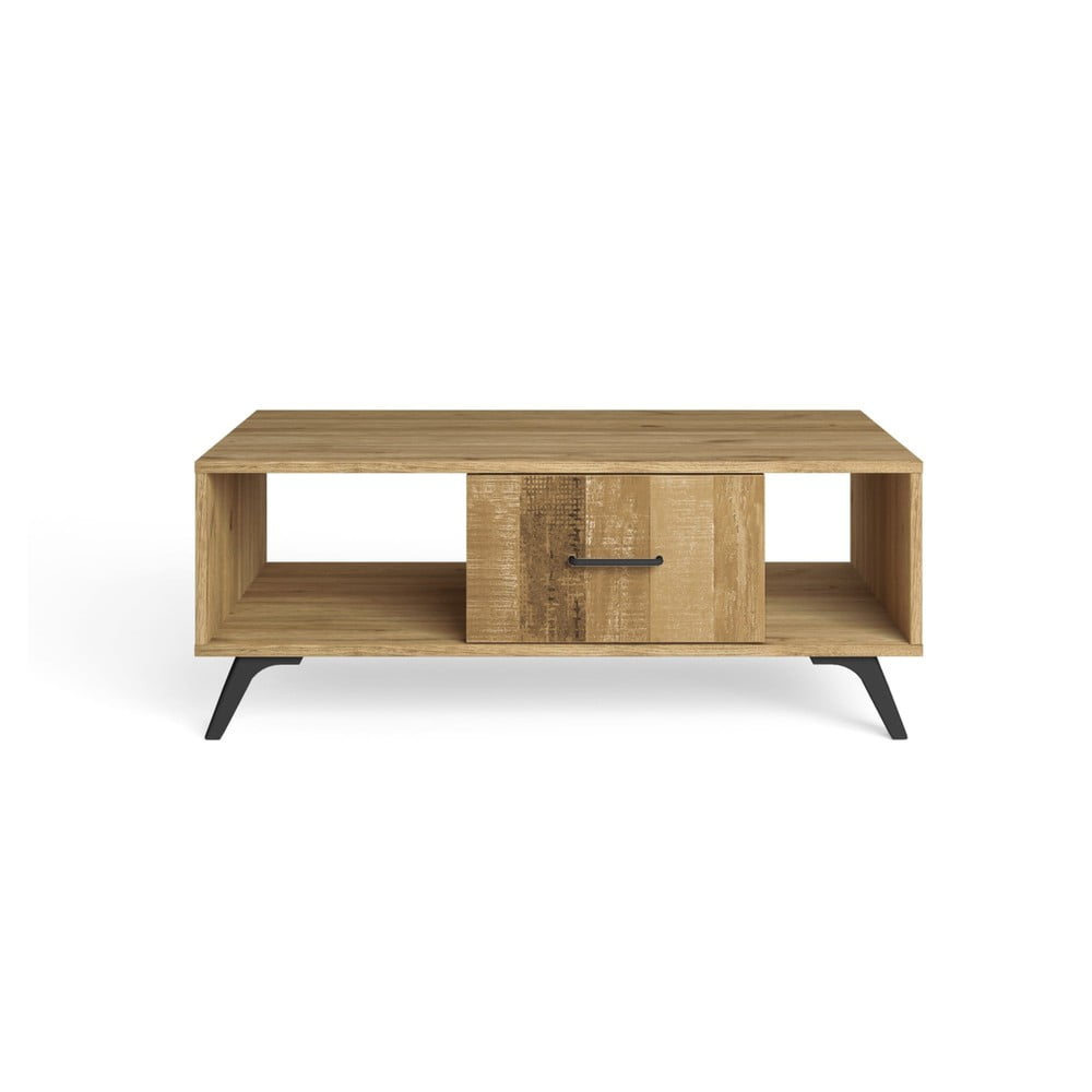 Măsuță de cafea în culoare naturală cu aspect de lemn de stejar 60x100 cm nordic – marckeric