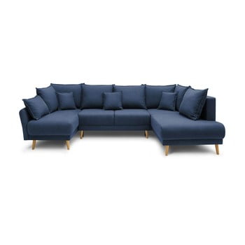 Colțar extensibil cu șezlong pe partea stângă bobochic paris mia xxl, albastru închis, formă 