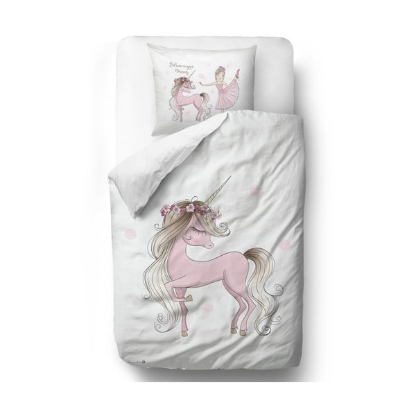 Lenjerie de pat din bumbac pentru copii Mr. Little Fox Believe in Dreams, 100 x 130 cm