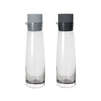 Set 2 sticle pentru oțet și ulei cu capac de silicon blomus basic, gri