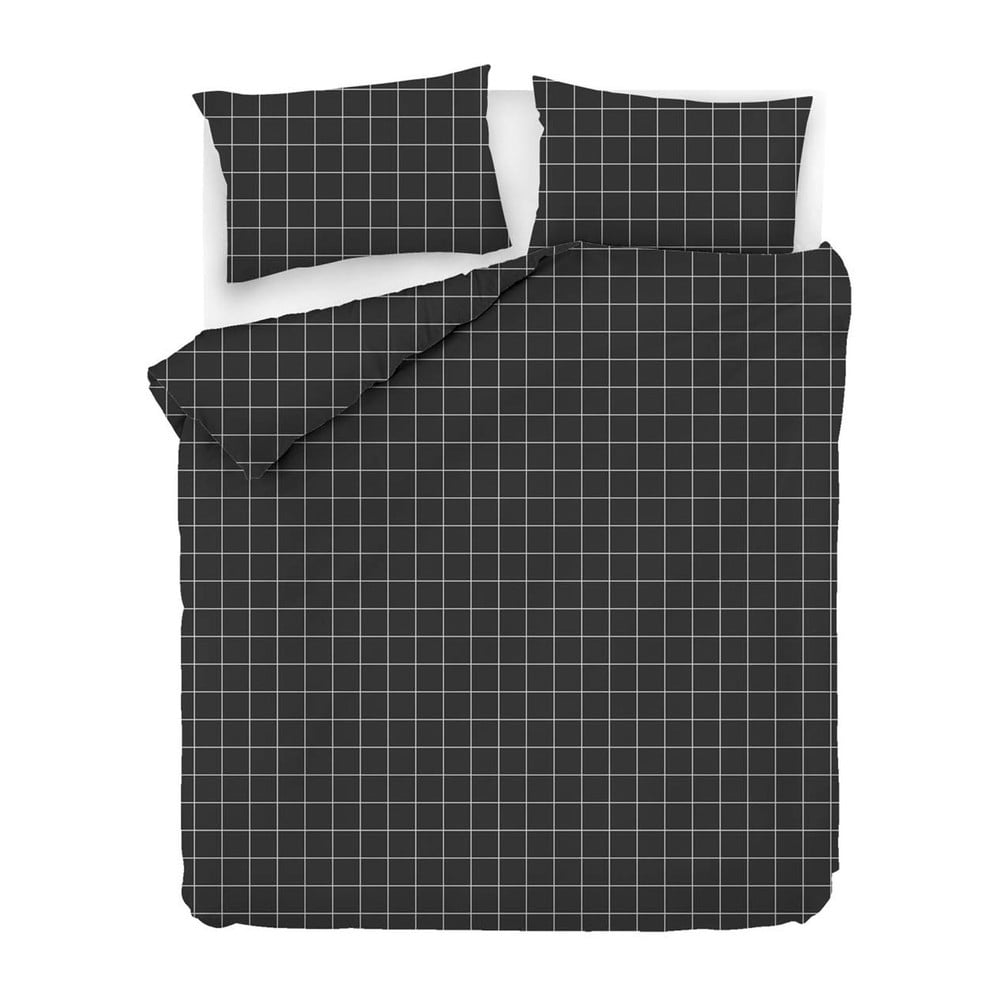 Poza Lenjerie de pat neagra din bumbac pentru pat dublu/extinsa 200x220 cm Piga - Mijolnir
