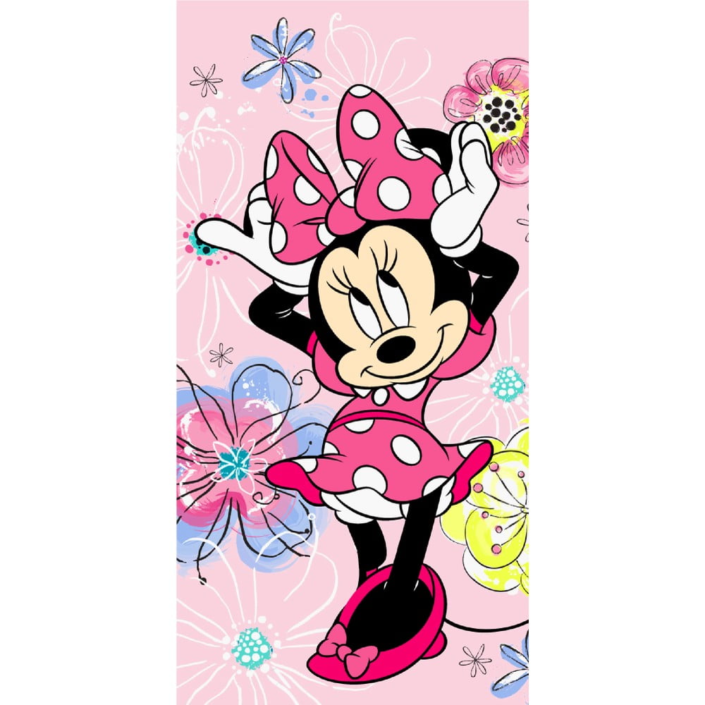 Prosop pentru copii roz din bumbac 70x140 cm Minnie 