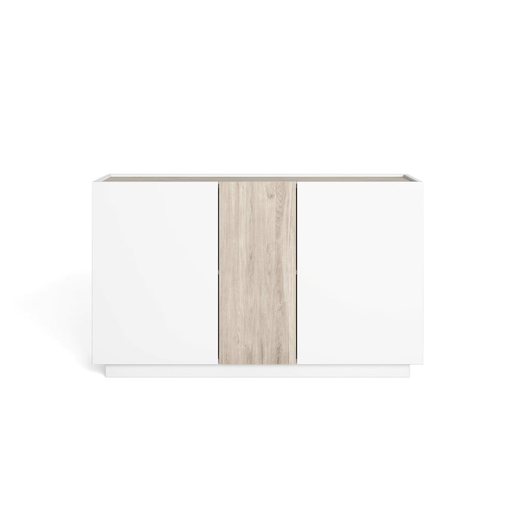 Comodă albă/în culoare naturală cu aspect de lemn de stejar 130×78 cm Udine – Marckeric 130x78 imagine noua