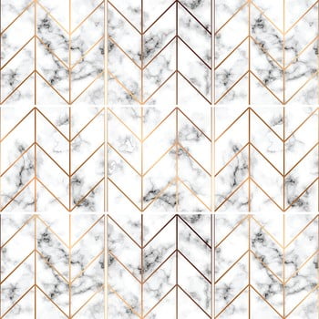 Set 9 autocolante pentru perete ambiance marble and gold line, 10 x 10 cm
